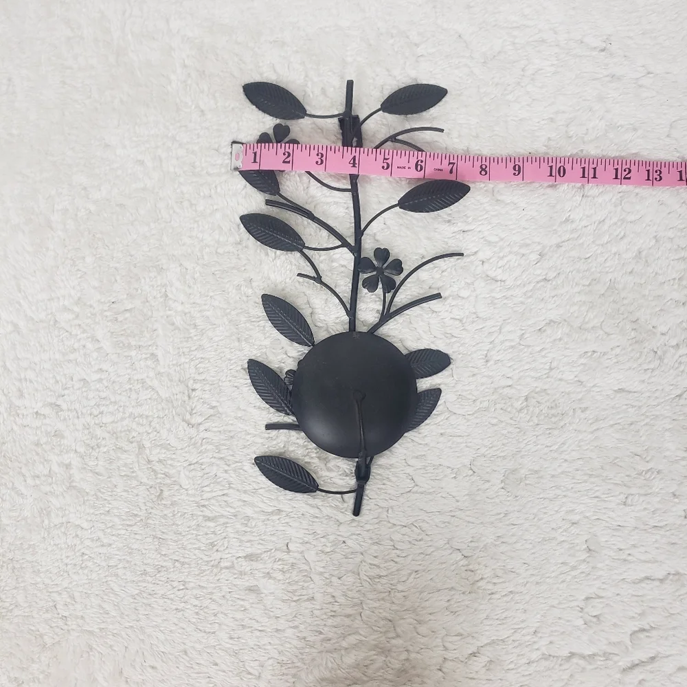 Floral Black Metal Wall Sconce Set
